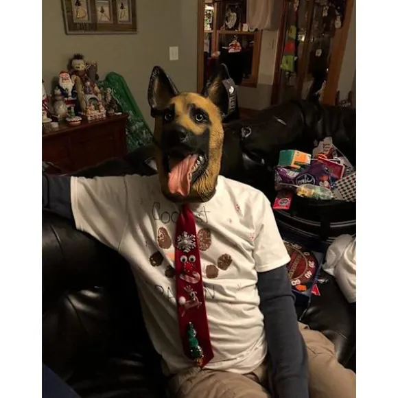Hund Hovedmaske Halloween Fest Hund Kostume Masker Super Bowl Maske Underdog Kostume Latex Dyrehovedmaske (Schæferhund)