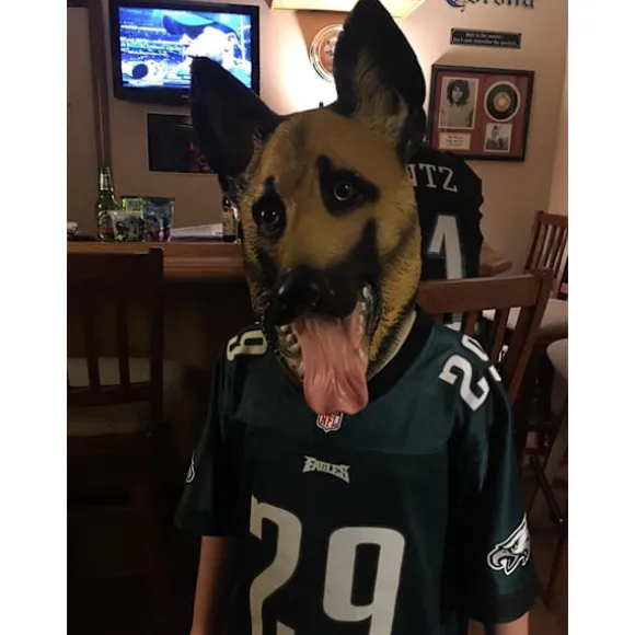 Hund Hovedmaske Halloween Fest Hund Kostume Masker Super Bowl Maske Underdog Kostume Latex Dyrehovedmaske (Schæferhund)