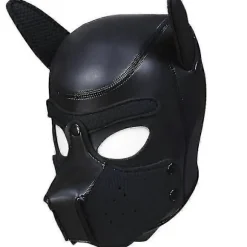 Hundemaske med ører, blødt gummi, dyrehunde masker, helhoved hvalpemaske, voksen nyhedskostume til Cosplay Party Ny Black