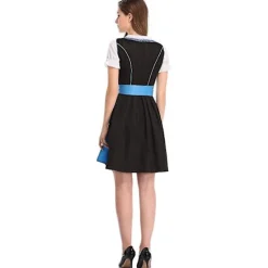 Hurtig levering, tysk traditionel Dirndl-kjole til kvinder, Oktoberfest, bayersk ølpigekostume 2023 Ny -i Blue XL