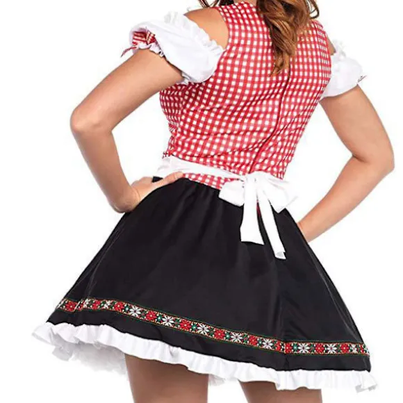 Hurtig levering, tysk traditionel Dirndl-kjole til kvinder, Oktoberfest, bayersk ølpigekostume 2023 Ny -i Blue XL