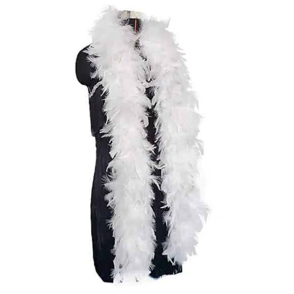 (Hvid) 180cm 60g Fjerboa til DIY Håndværk, Festdans Udklædning, Halloween Dekoration