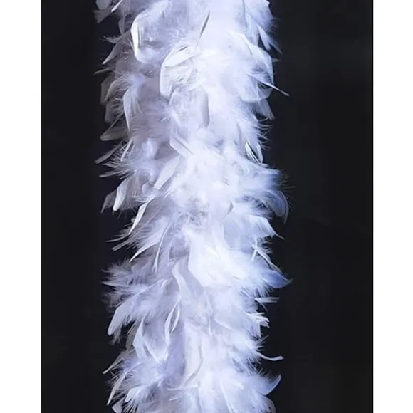 (Hvid) 180cm 60g Fjerboa til DIY Håndværk, Festdans Udklædning, Halloween Dekoration