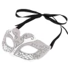 Hvid Festnat Sexet Plast Phantom Halvmaske Halloween Maskeradebal Maske Med Glitterdekoration
