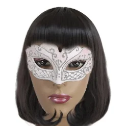 Hvid Festnat Sexet Plast Phantom Halvmaske Halloween Maskeradebal Maske Med Glitterdekoration