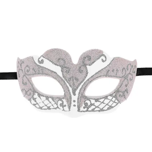 Hvid Festnat Sexet Plast Phantom Halvmaske Halloween Maskeradebal Maske Med Glitterdekoration