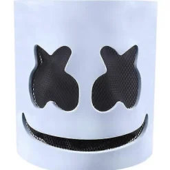 Hvid Hjelm Maske Halloween Bar Musik Fest Marshmallow Cosplay Latex Fuld Hoved Maske Uhyggeligt Kostume Prop -NMAOV