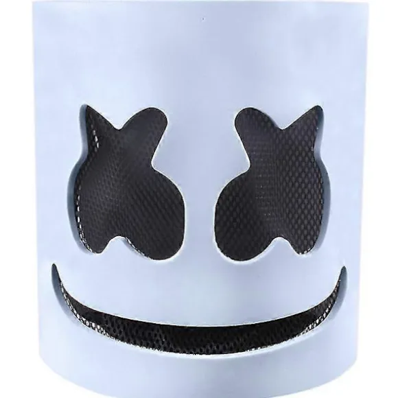 Hvid Hjelm Maske Halloween Bar Musik Fest Marshmallow Cosplay Latex Fuld Hoved Maske Uhyggeligt Kostume Prop -NMAOV
