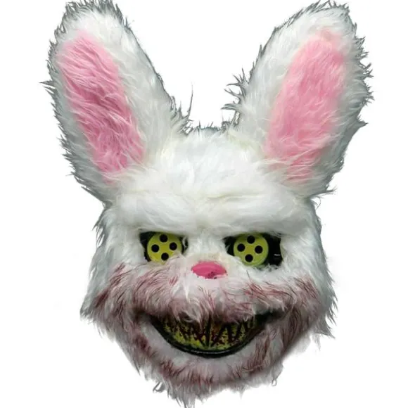 Hvid Kanin Kanin Bjørn Blodige Tænder Skræmmende Skræmmende Maske Kostume Halloween Cosplay Rabbit