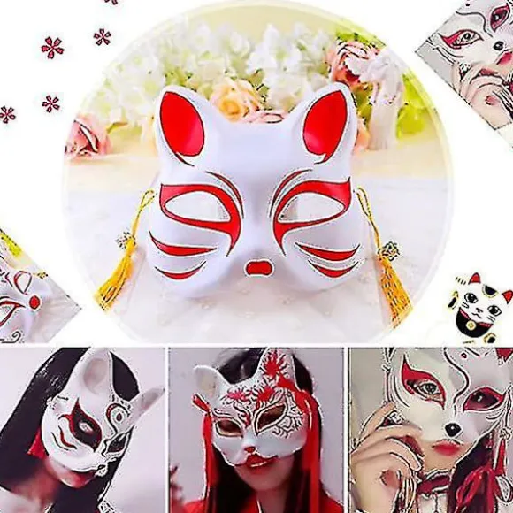 Hvid Papirmaske Katteansigt - 10 Styk, Pulp Blankt Håndmalet Maske, Personlig Design, Velegnet Til Halloween Kostume Cosplay Cy-yuhao