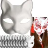 Hvid Papirmaske Katteansigt - 10 Stk., Blank Håndmalet Pulpmaske, Personligt Design, Velegnet Til Halloween Udklædning Cosplay