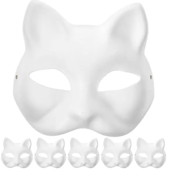 Hvide kattemasker til cosplay, hvid, 18 x 17 x 6 cm