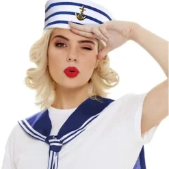 Hvide sømandshatte til mænd, ideelt tilbehør til party cosplay (2-pak)