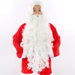 Hvidt julemandssæt med fuldskæg