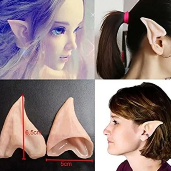 IC 8 par spidse elf-ører, Halloween Cosplay, Latex Vinyl Monster Vampyr Kostume, Damer, Børn, Teenagere, Herrer (hudfarve)