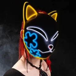 IC Demon Slayer LED-maske Cosplay Lysende Maske Anime Demon Slayer Cosplay Maskerade Halloween Udklædning-XF36-