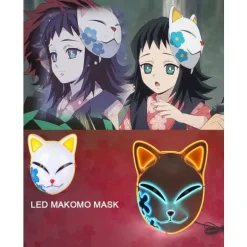 IC Demon Slayer LED-maske Cosplay Lysende Maske Anime Demon Slayer Cosplay Maskerade Halloween Udklædning-XF36-