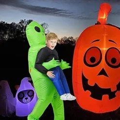 IC Oppustelig Kostume Sjov Oppustelig Grøn Prydningskjole til Cosplay, Halloweenfest Karnevalskostumer