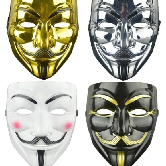 IC 4-pak Halloween V for Vendetta maske sæt, Anonyme masker, Fest, World Book Week, Halloween Kit
