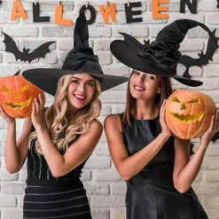 IC 4-pak Halloween-heksehat Stor hat til Halloween-festdekoration Cosplay-kostumetilbehør