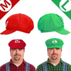 IC Super Mario Bros Mario og Luigi Hatte Keps Caps Mustascher Handsker Knapper Cosplay Kostume