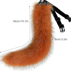 Imiteret pels rævehale kat ulv cosplay kostume sæt plys maske fluffy pote handsker Halloween jul（Ræv）