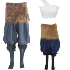 Inosuke Hashibira Cosplay Kostume Sæt, Halloween Anime Rollespils Outfit, Unisex Cosplay Dragt Fuzzy Beanie L