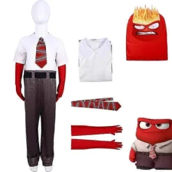 Inside Out 2 Cosplay Kostume Festsæt Jumpsuit Bodysuit til Mænd Kvinder!zz42 Anger 170