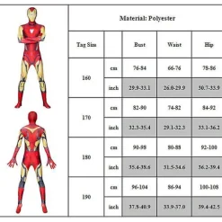 Iron Man Cosplay Kostume Bodysuit til Mænd Heldragt Karneval Party 160