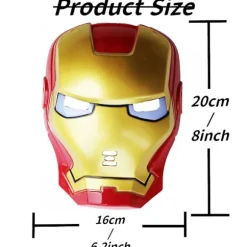 Iron Man Masker Kostume Iron Man Lysende Masker Superhelte Masker, Iron Man Party Cosplay Maske Til Halloween Fest Rød