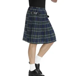 Irsk ternet grøn kilt - skotsk St. Patrick's grøn plisseret kostume Tartan nederdel Kilts tøj til mænd og kvinder blue L