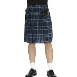 Irsk ternet grøn kilt - skotsk St. Patrick's grøn plisseret kostume Tartan nederdel Kilts tøj til mænd og kvinder blue L