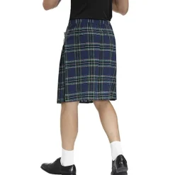 Irsk ternet grøn kilt - skotsk St. Patrick's grøn plisseret kostume Tartan nederdel Kilts tøj til mænd og kvinder blue L