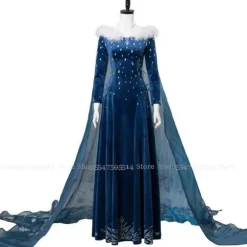 Isdronning Elsa Cosplay-kostume, blå Fantasia-dragt, Halloween-fest, damekjole, bal, scenetøj M M blue