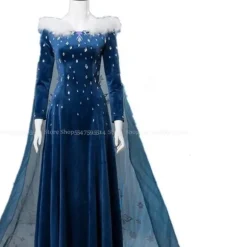 Isdronning Elsa Cosplay-kostume, blå Fantasia-dragt, Halloween-fest, damekjole, bal, scenetøj M M blue
