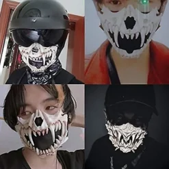 Japansk Halloween Maske Resin Maske Halvt Ansigt Kranie Skræmmende Maske Cosplay Dekorativ