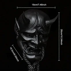 Japansk Samurai Maske Oni Demon Maske, Cosplay Maske Halloween Horror Maske Fri Størrelse til Unisex Perforeret Mund- og Næsedesign