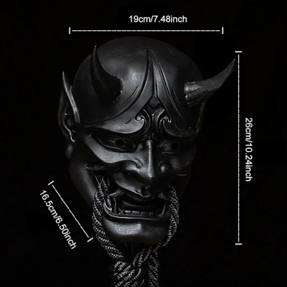 Japansk Samurai Maske Oni Demon Maske, Cosplay Maske Halloween Horror Maske Fri Størrelse til Unisex Perforeret Mund- og Næsedesign