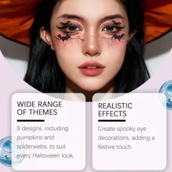 JAYSUING Halloween Øje Tatoverings Klistermærker Øjenmakeup Ansigtsdekoration Feriefest Midlertidige Tatoverings Klistermærker (8 stk)