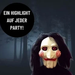 JIGSAW SAV Maske med syntetisk hår - Perfekt til karneval og Halloween - Voksenkostume - Latex, unisex One Size-PHWJ