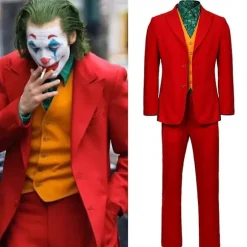 Joker Cosplay Kostume til Mænd og Børn Arthur Fleck Komplet Sæt Halloween Maskerade Karneval Kostume Med paryk{EE} With wig 150cm