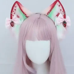 Jordbærræv Kat Lang Pels Ører Hår Hovedbeklædning Ulv Dyr Anime KLB