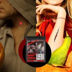 Juefish Halloween Tattoo Sticker Gyser Makeup