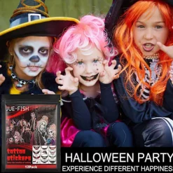 Juefish Halloween Tattoo Sticker Gyser Makeup