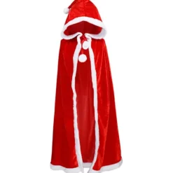 Jul fløjl sjal kappe kappe fru julemand kappe frakke Halloween kostume rød med hætte 120cm/47" hætte 120cm/47" Hooded 120cm/47"