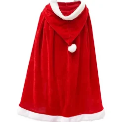 Jul fløjl sjal kappe kappe fru julemand kappe frakke Halloween kostume rød med hætte 120cm/47" hætte 120cm/47" Hooded 120cm/47"