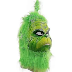 Jul Grinchen Helhoved Latexmaske Julehat Monster Voksenhandsker The Grinch Christmas Mask C