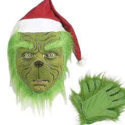 Jul The Grinch Som Maske + Handsker Greenhorn Sæt (FMY)