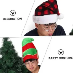 Jule cosplay hat til voksne festlig julemandshat gylden fløjl