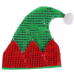 Jule Elf Hat Julemandshatte med pailletter til julefrokost kostume nytårsgave tilbehør R Green